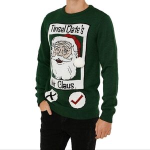 Threadbare Mr. Claus Ugly Christmas Sweater Green Mens Size XL Pom-Pom Knit